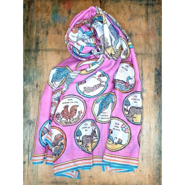 Inoui Editions šilko ir medvilnės skara CHANCE INOUI PINK